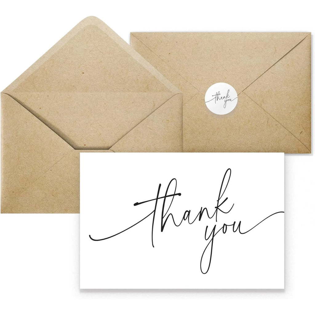 20-pack Thank You Cards Bulk with Envelopes & Stickers Perfect for Business, Weddings, Baby & Bridal Showers, Graduations Oasis Select black