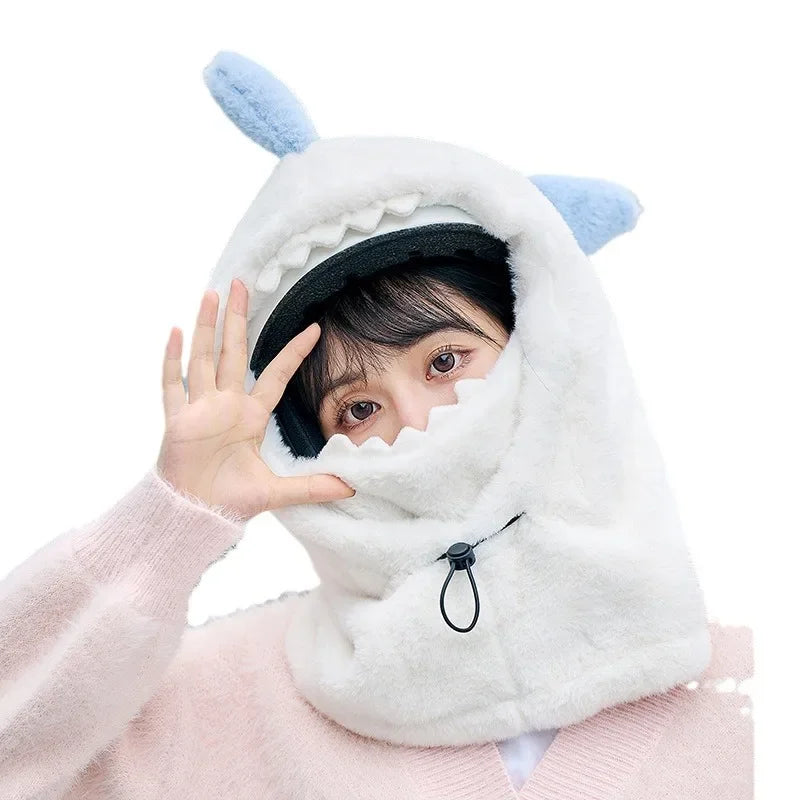 Motorcycle Mask Hat Balaclava Children Adult Winter Full Face Mask Hat Head Neck Cover Skiing Beanies Shark Ear Protection Caps Oasis Select