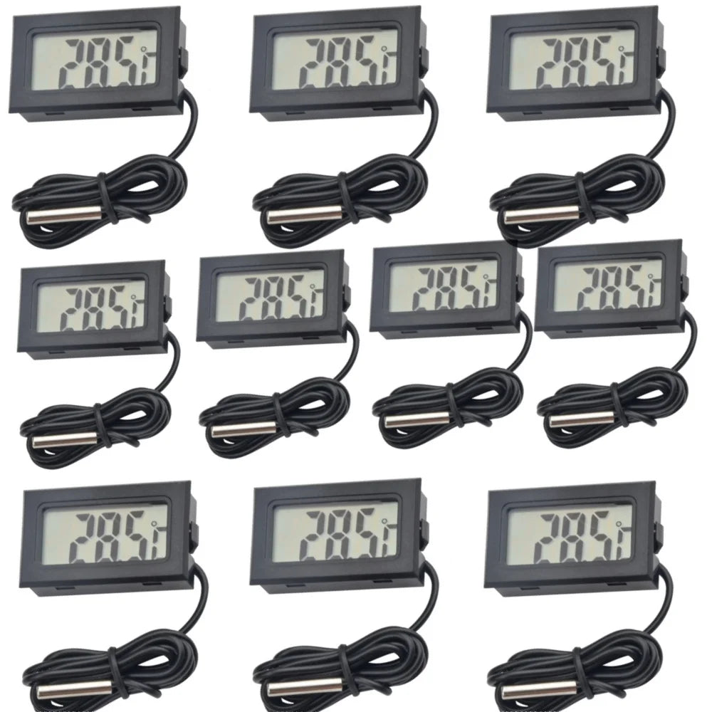 FY-10 LCD Digital Thermometer Aquarium Car Water Bath Temperature Tester Detector Monitor Embedded 1M Temperature Senor Cable Oasis Select 10pcs