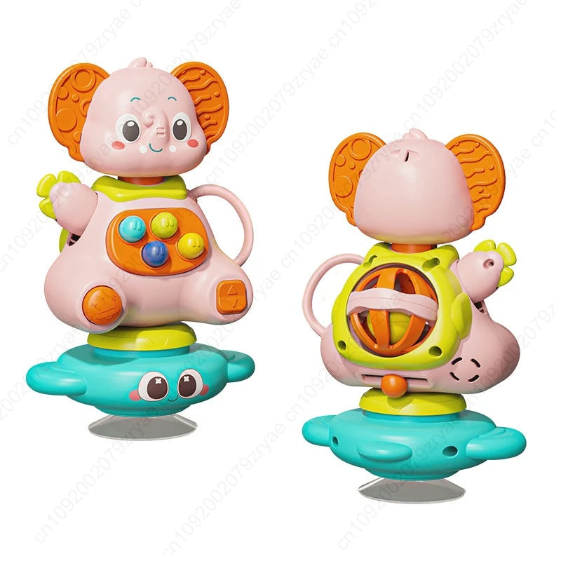 Baby Rattle Toy with Elephant Shapes - Sensory Development Toy for Infants & Toddlers, Mixed Colors - Hand-Eye Coordination, Oasis Select pink elephant