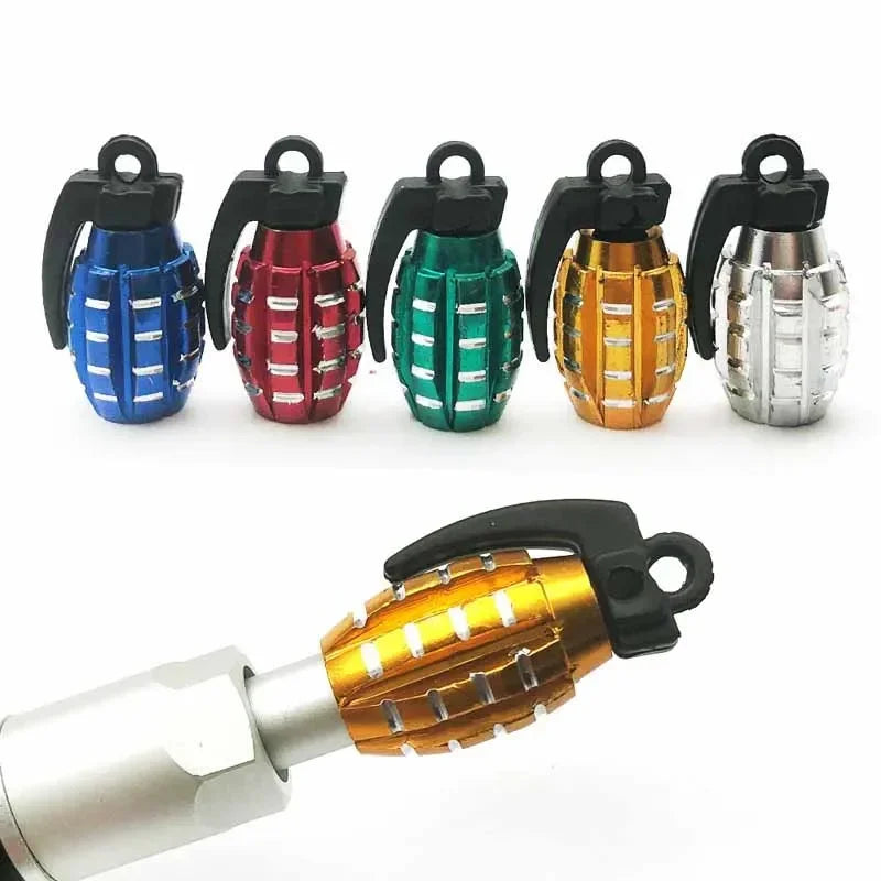 4pcs Car Tire Valve Cap Aluminum Grenade Tyre Valve Stems Cover Air Dust Caps Tire Valve Truck Bike Wheel Rim Valve Stem Caps Oasis Select