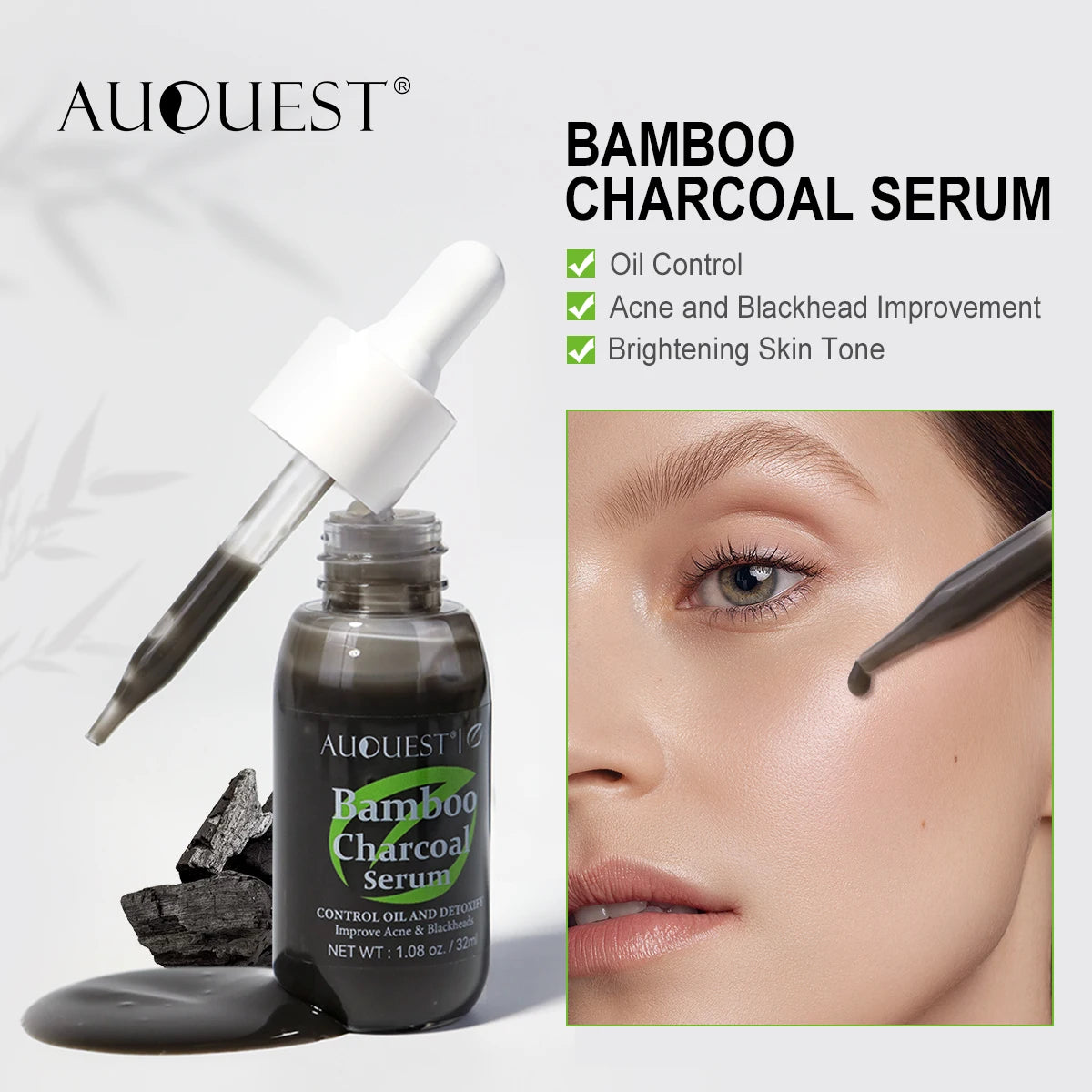 AUQUEST Bamboo Charcoal Serum Oil Control Nourishing Remover Enlarged Pore Face Serum Brightening Skin Care Beauty Health Oasis Select China Mainland