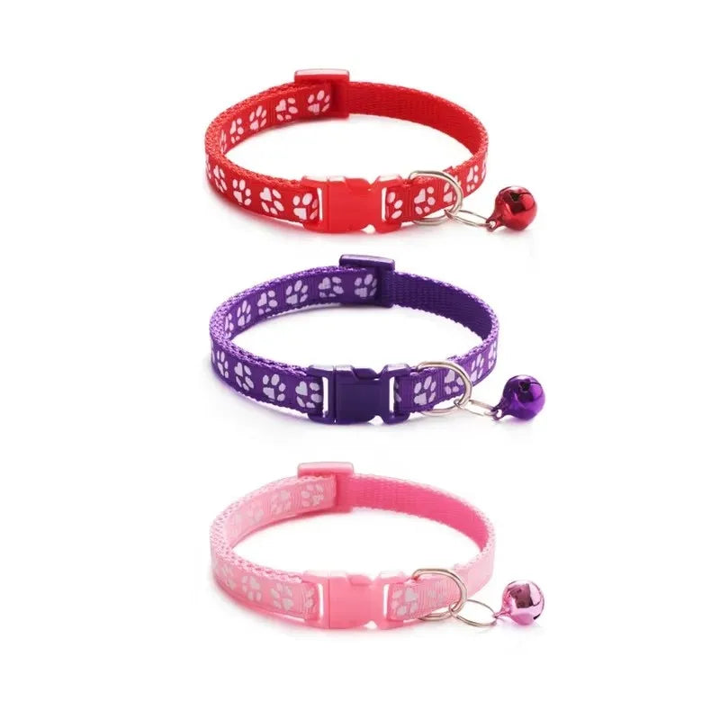 1 Pet Collar Bell Cartoon Footprints Colorful Dog Puppy Cat