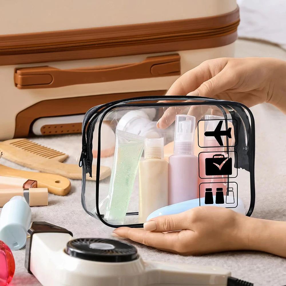 Clear PVC Travel Toiletry Bags – Waterproof Set of 3