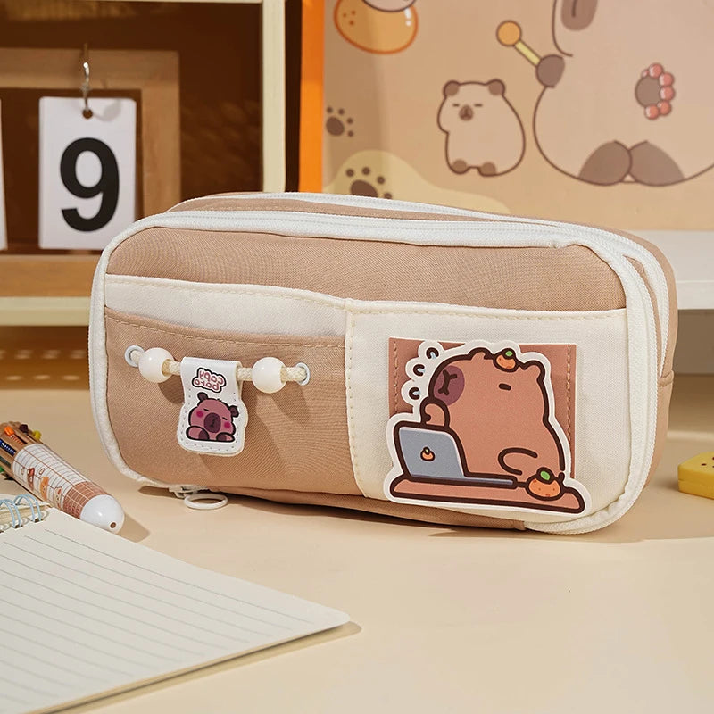 Panda Pencil Bag Green Multi-Layer Large Capacity Pensil Case Cute Cartoon Pen Holder Stationery School Supplies Gift Organizer Oasis Select A1