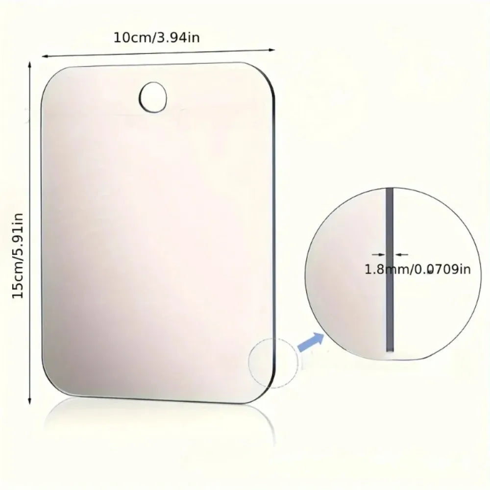 Bathroom Anti Fog Mirror Fogless Acrylic Shower Mirror with Wall Hook Portable Vanity Mirror for Men Shaving Women Makeup Travel Oasis Select 1PC 15X10cm