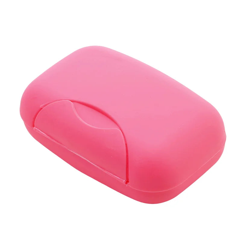 Portable Travel Soap Box Container Bathroom Acc Home Plastic Soap-Boxes with Cover Small/big Sizes Candy Color Soaps Dish Holder Oasis Select L-Pink