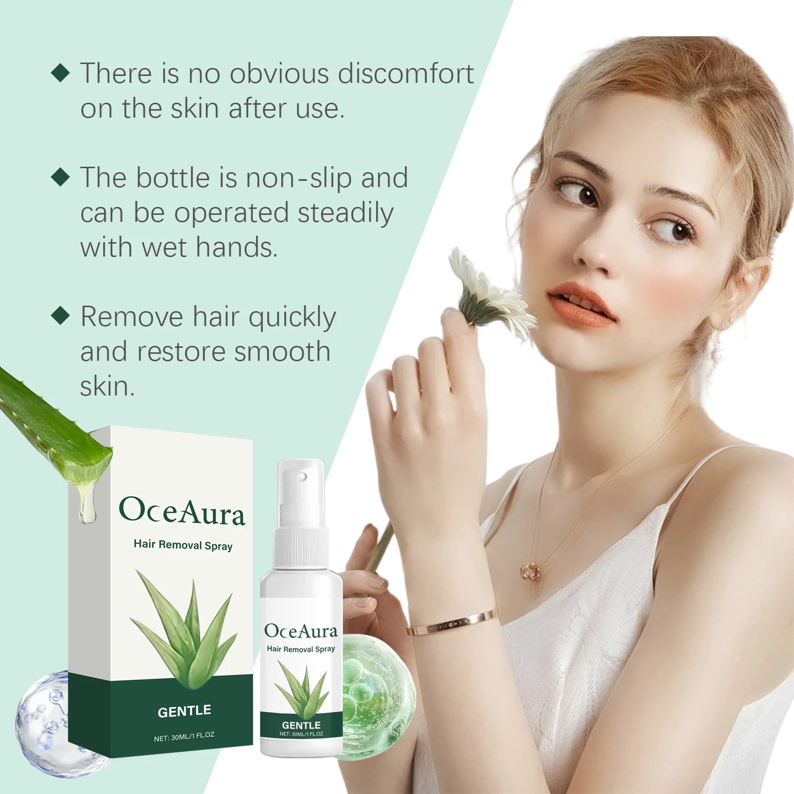 OceAura Hair Removal Spray for Women – Gentle Mist, 30ml