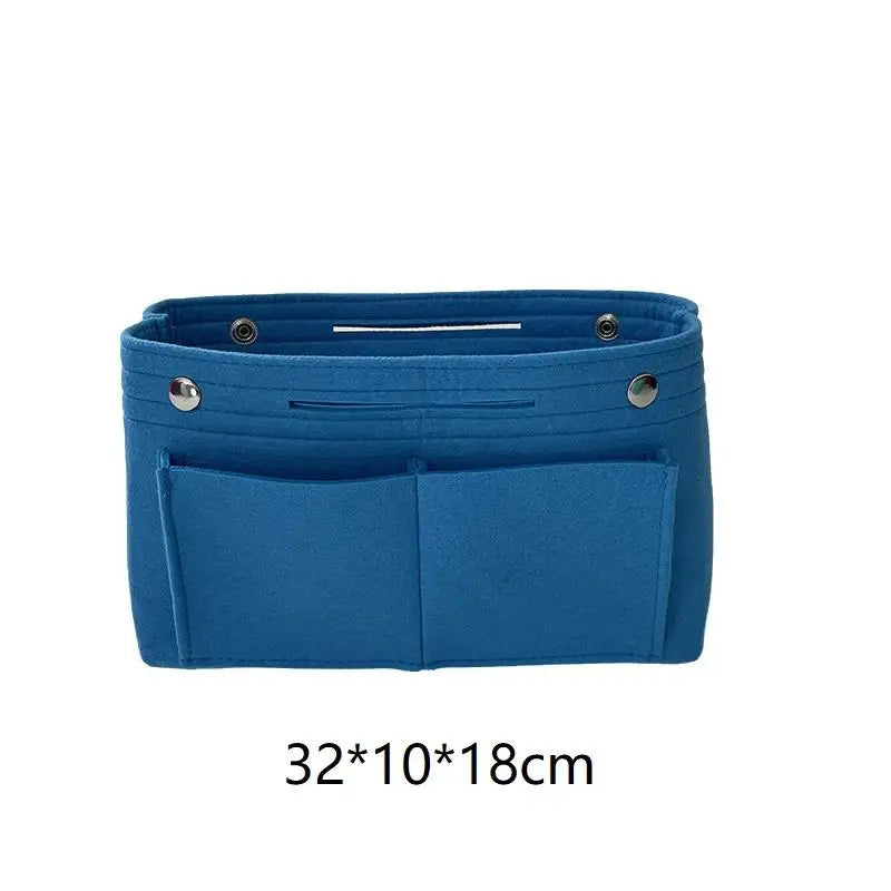 Felt Insert Bag Organizer | Multi-Pocket Travel Cosmetic Tote Bag Insert Organizer Oasis Select Blue L