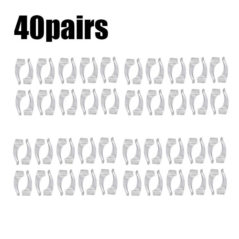 10/20/30/40Pairs Silicone Anti-Slip Eyeglass Hooks Comfortable Secure Glasses Holders For Activities Eyewear Accessories Oasis Select 40pairs clear