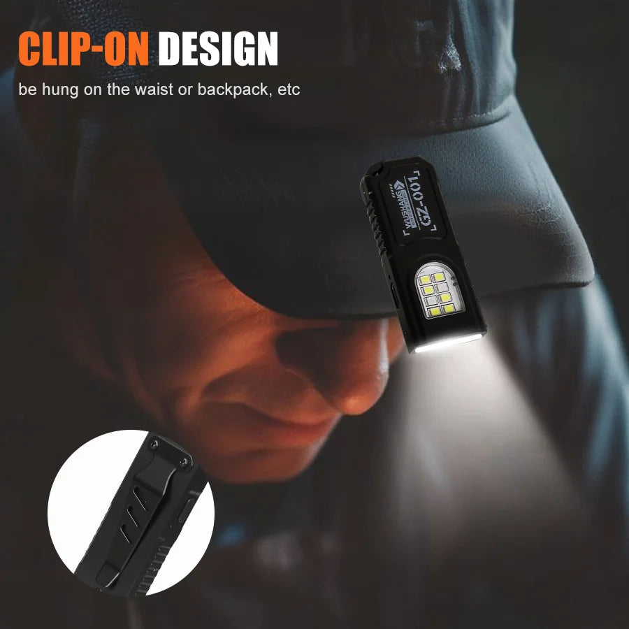 Mini COB LED Keychain Flashlight | USB-C Rechargeable Work Light