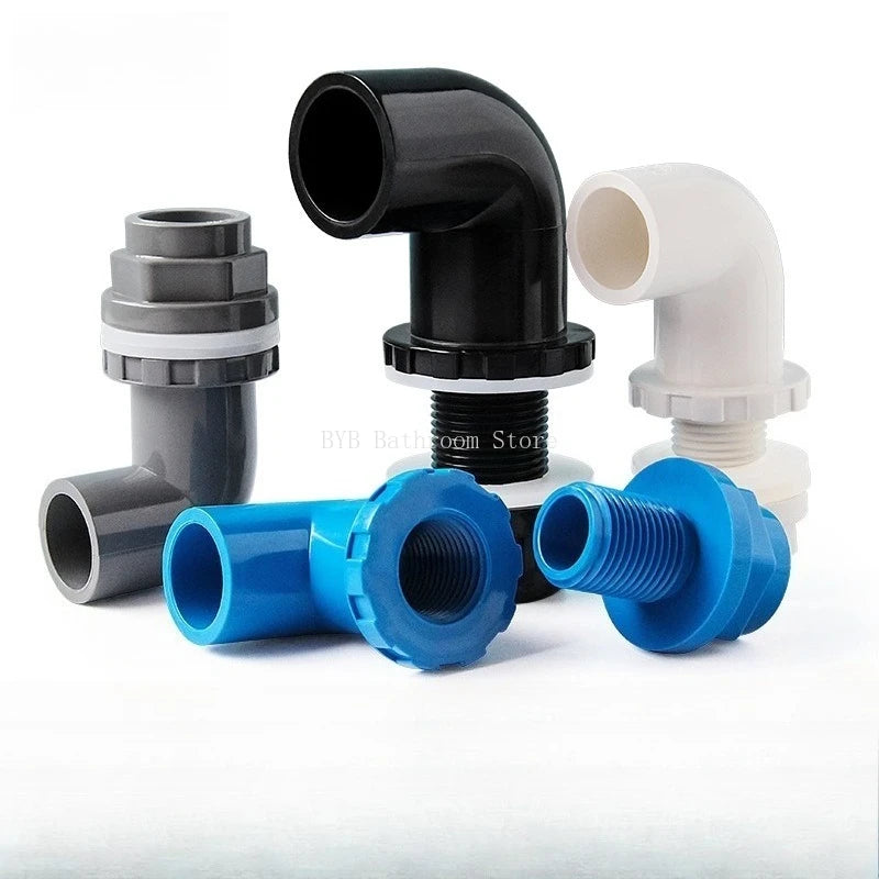 5pcs Elbow Drainage Connector Fish Tank OverflowI.D20~50mm PVC Aquarium Joints Water Inlet Outlet Supply Pipe DIY Drain Fittings Oasis Select