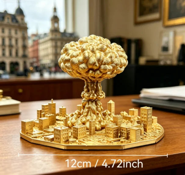 Sci-Fi Apocalypse Mini City Model 3D Printing Diorama Figurine Mini Statue Desktop Decor for Gamer Workstation Room Display Gift Oasis Select City Gold
