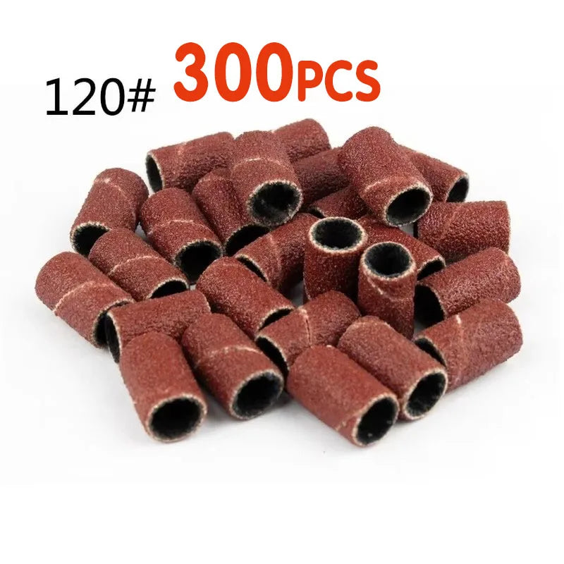 50-300pcs Sanding Cap Bands For Electric Manicure Machine 180/120/80Grit Nail Drill Grinding Bit Files Pedicure Tool Set BEND261 Oasis Select 300pcs-120