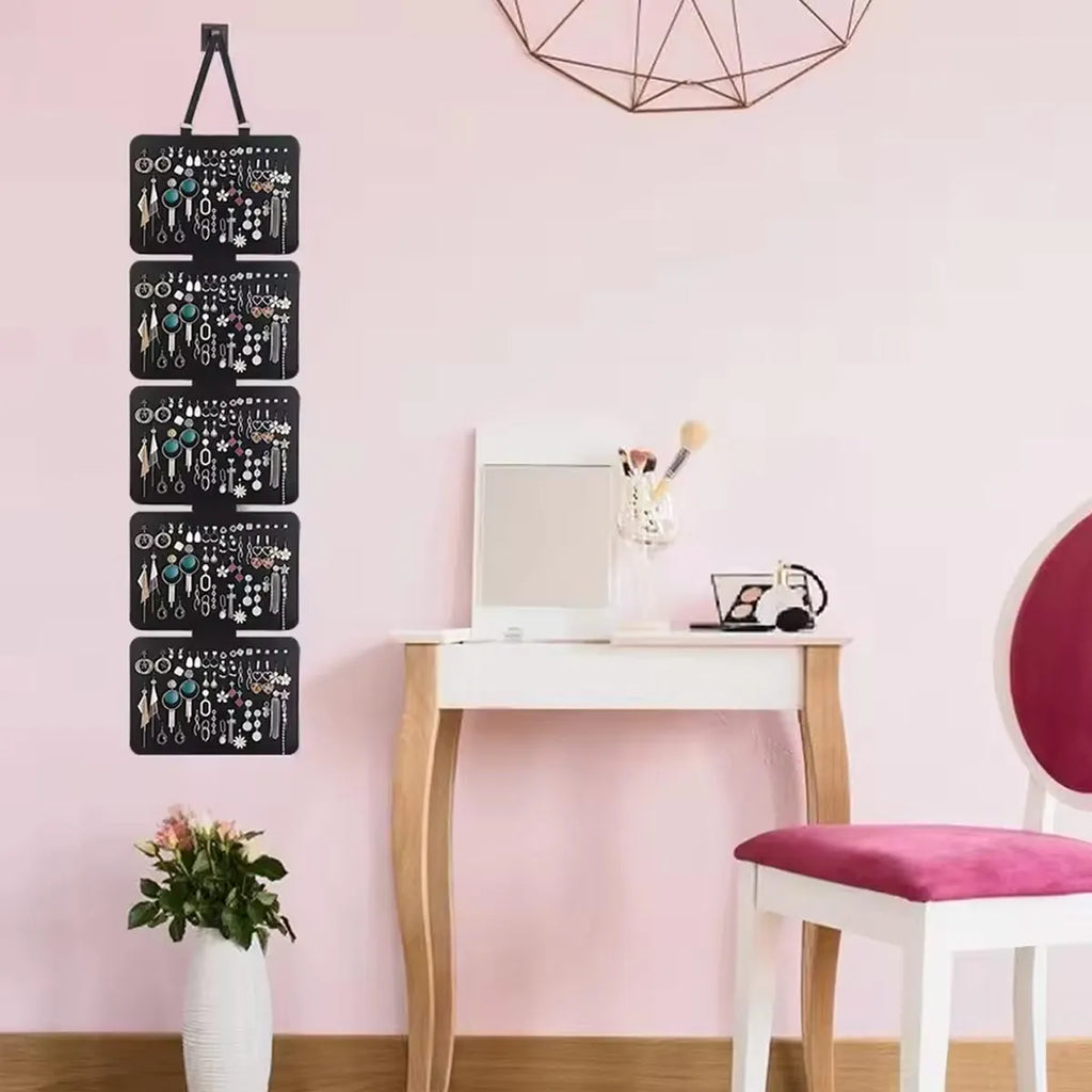 1pc,5-layer jewelry storage hanging bag, made of felt material, earrings, brooches, badge display rack, large capacity Oasis Select