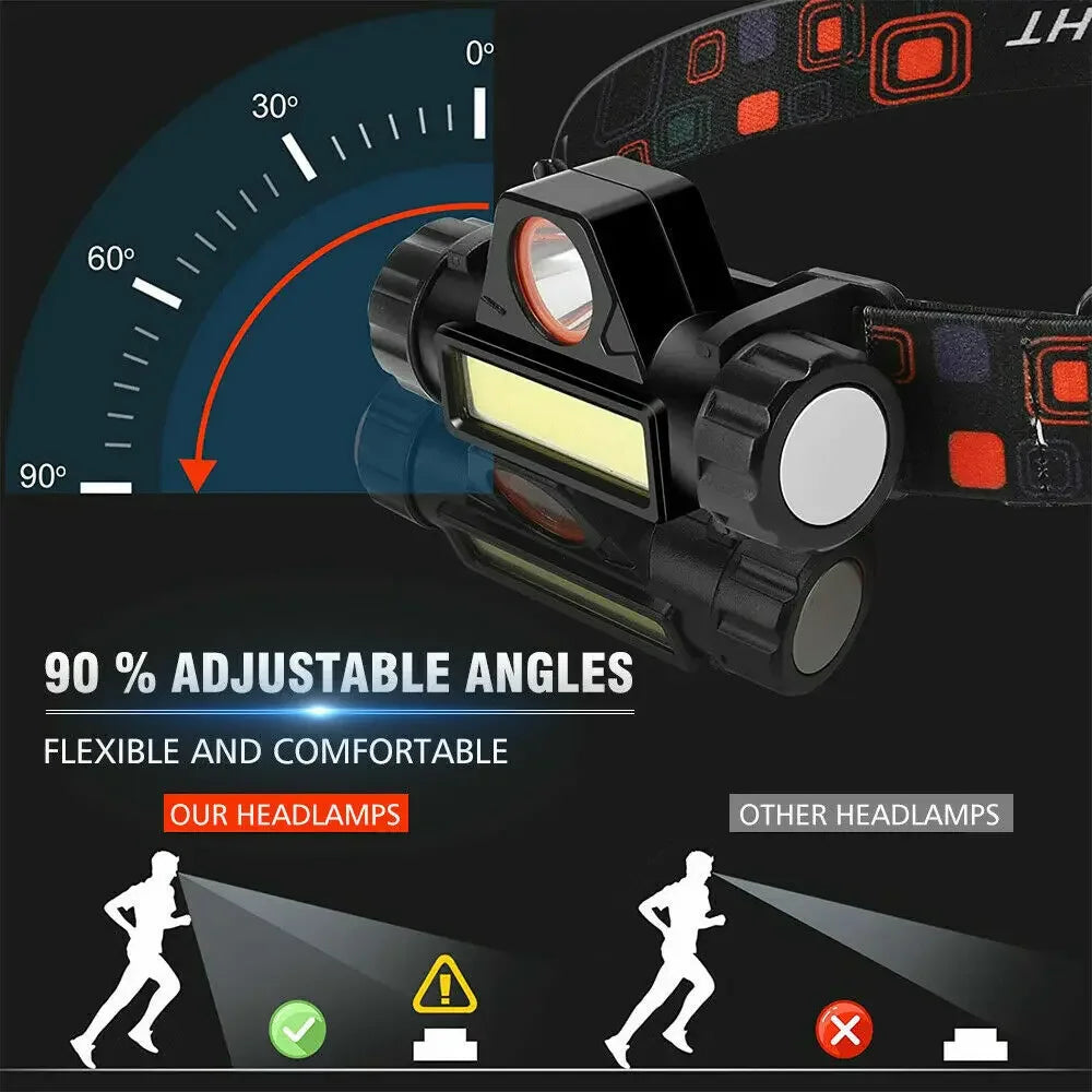 1-5PCS Rechargeable COB LED Headlamp Strong Magnetic Powerful Headlight Super Bright Waterproof Head Torch For Outdoor Fishing Oasis Select