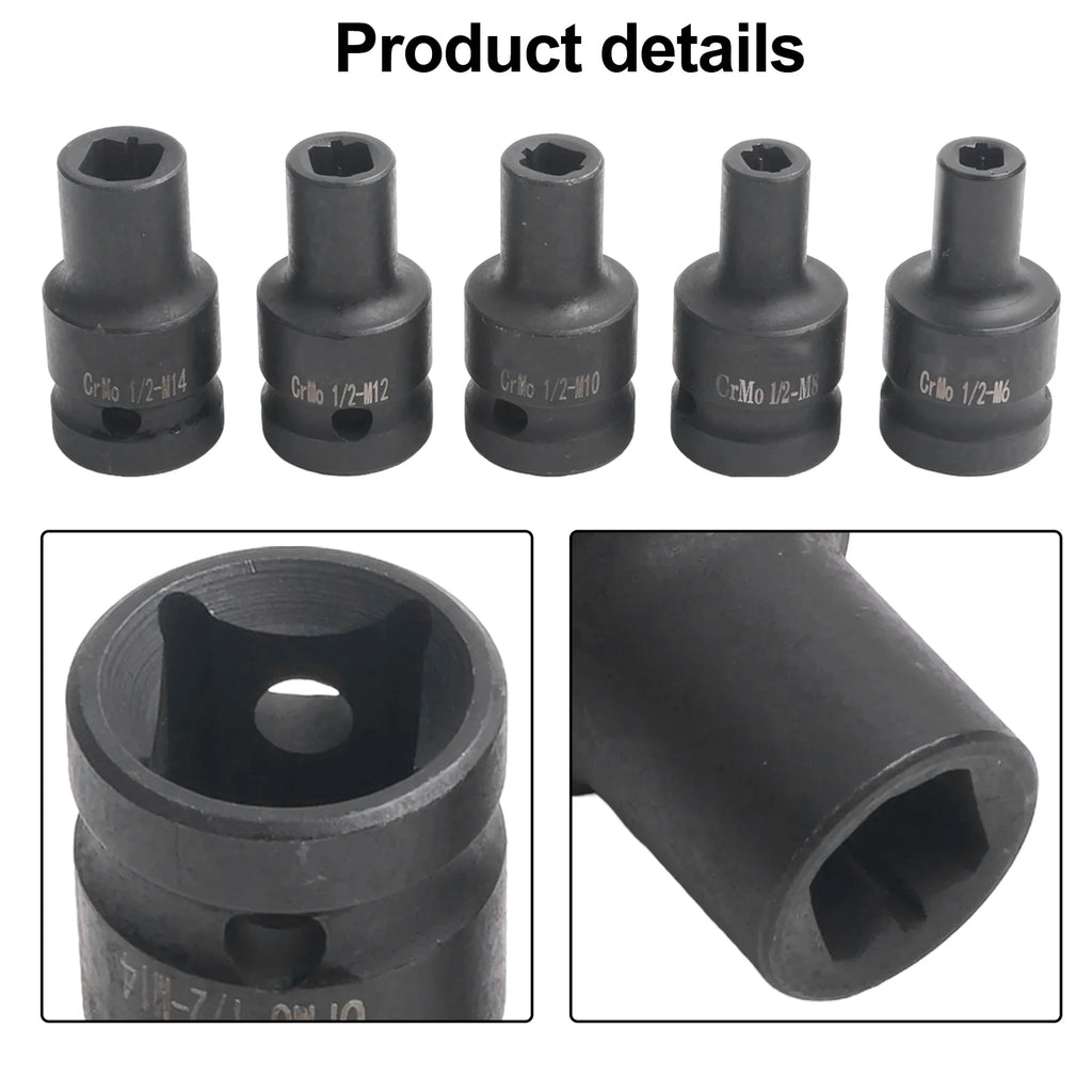 5PCS Suqare Screw Tap Socket 1/2 Inch Driver Socket Set For Electric Driver Wrench 6-14mm Quick Change Thread Taps Adapter Oasis Select