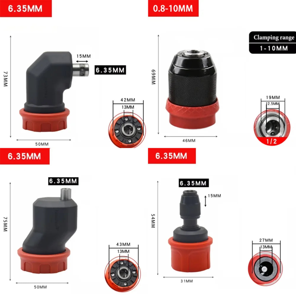 Quick Release Drill Chuck Adapter for 6.35mm Shank Brushless Rechargeable Electric Power Drill Conversion Tool Parts Oasis Select