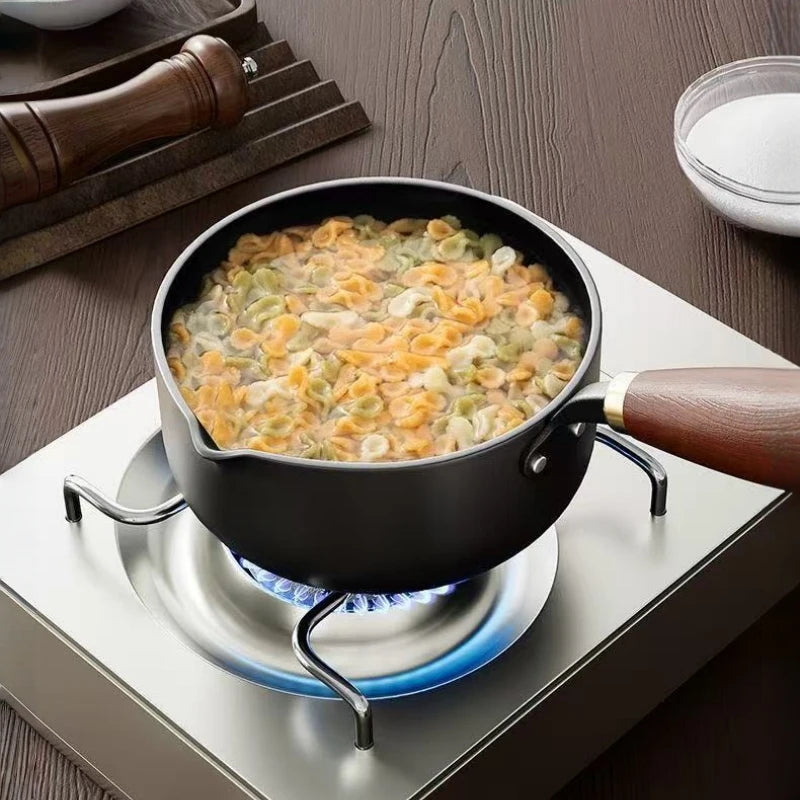 Wooden Handle Soup Pot Induction Stovetop Compatible Milk Pot for Whipped Cream, Boiling Water, and Soup Making Kitchen Cookware Oasis Select