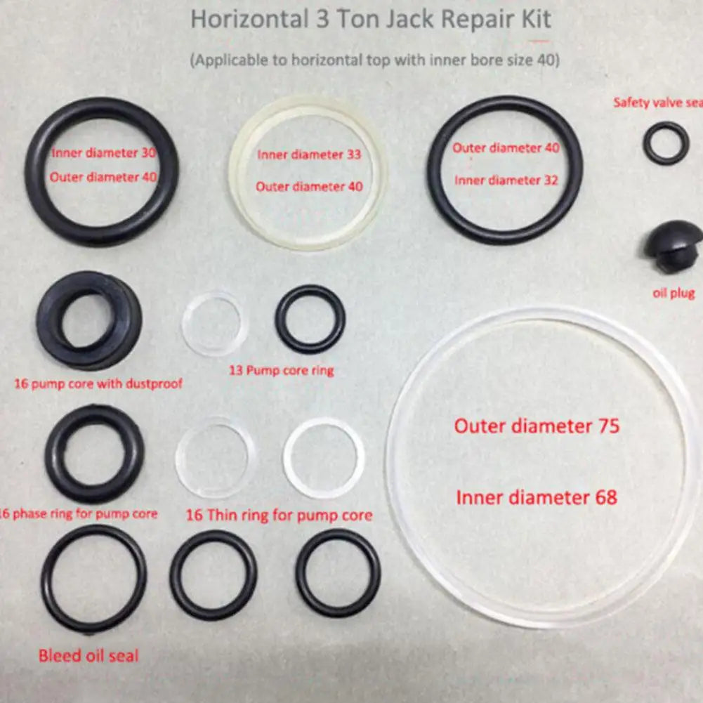 Hydraulic Jack Oil Seal Ring Kit Small O-Ring Horizontal 3 TON Repair Set Ball Link Rocker Jack Plunger Piston Oil Sealer Oasis Select