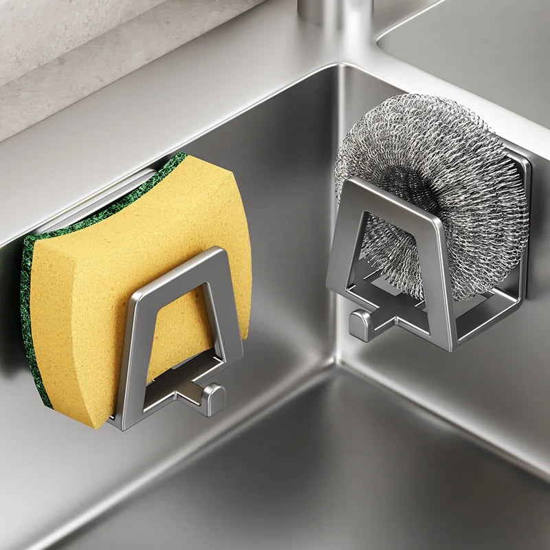 Stainless Steel Sponge Holder Self Adhesive Sink Drain Drying Sponges Racks Shelf Kitchen Storage Wall Hooks Holders Organizer Oasis Select