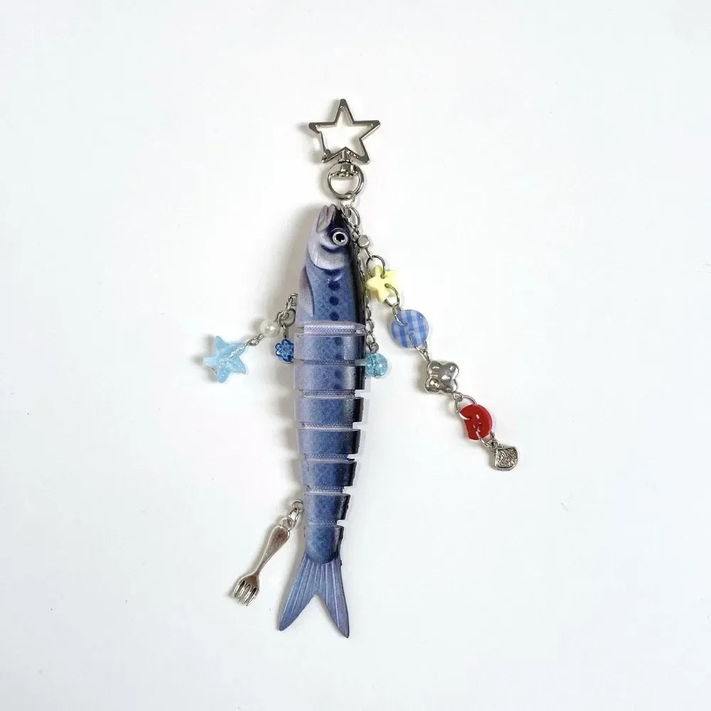 Multi-Jointed Simulation Fish Keychain – Backpack Pendant Gift