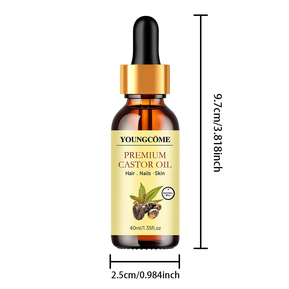 Pure Cold-Pressed Castor Oil for Hair, Skin & Lashes | 40/60ml Castor Carrier Oil Oasis Select 40ml