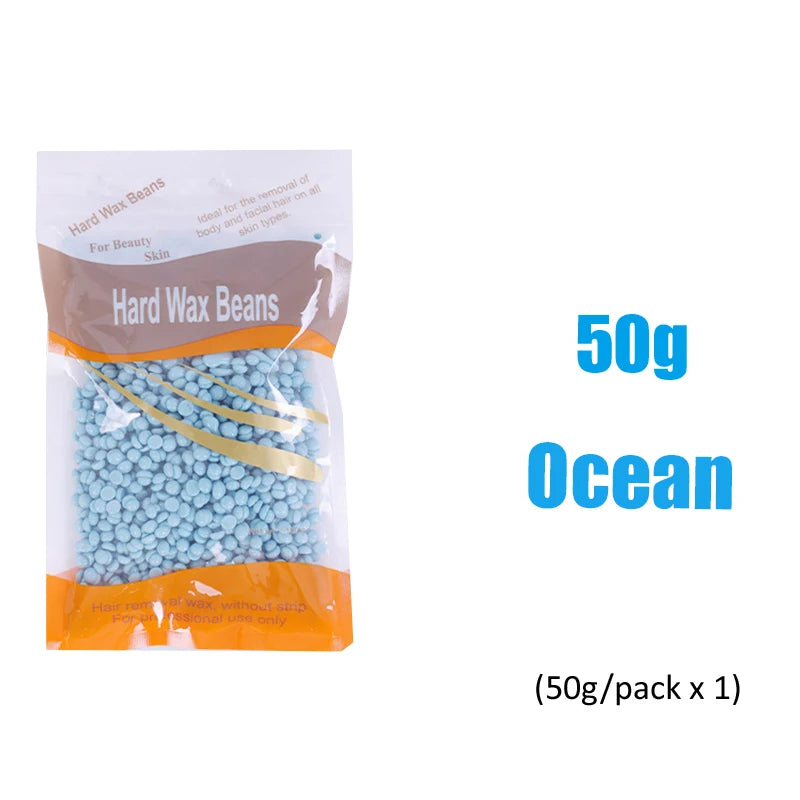 2026 Hard Wax Beans 50/200/500g for Wax Heater Painless Depilatory Body Hair Removal for Bikini Area Face And Body Oasis Select 50g-Ocean