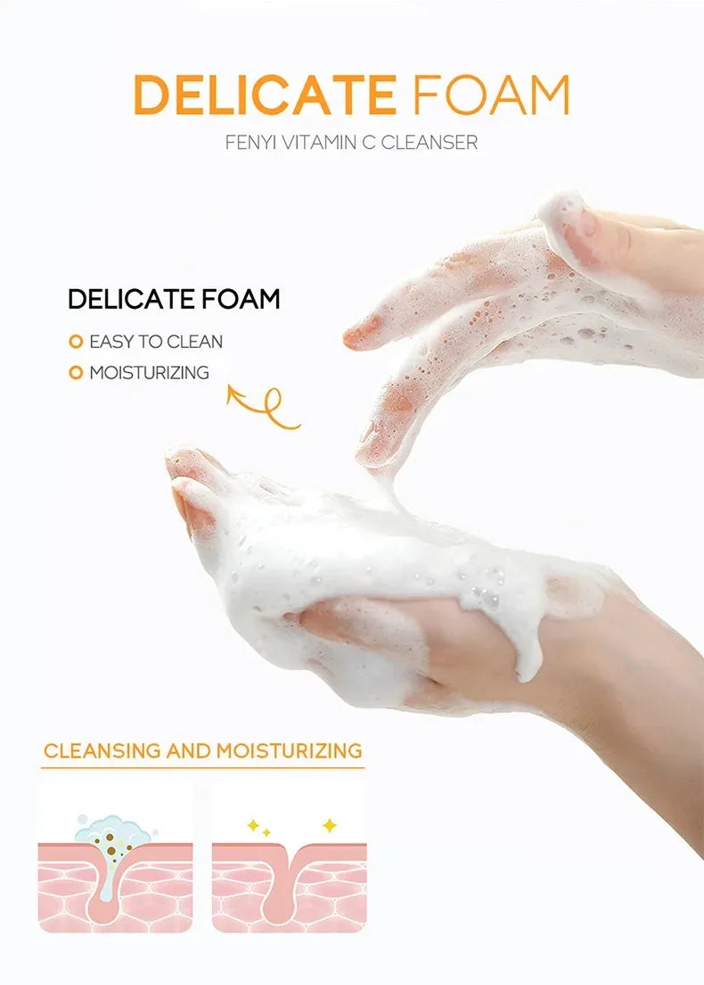 Vitamin C Facial Cleanser Skin Deep Cleansing Moisturizing Blackhead Removal skincare Face Wash Foam Face Cleanser Skin Care Oasis Select