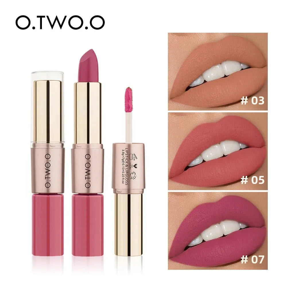 O.TWO.O 2-in-1 Matte Lipstick & Lip Gloss – 12 Colors