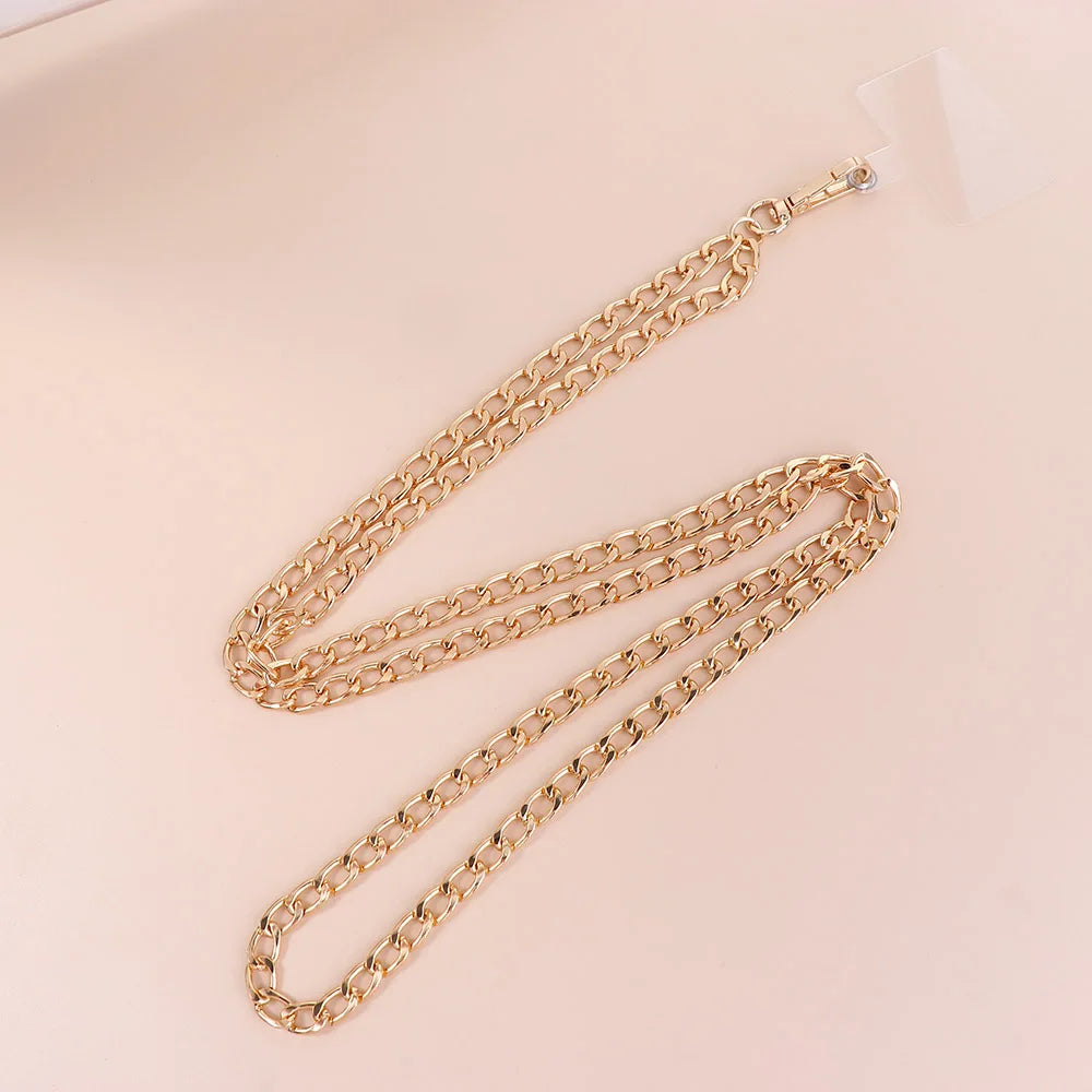 Long Phone Straps Anti-lost Lanyard Mobile Phone Accessories Crossbody Chain Metal for Women Phone Case Hanging Cord Oasis Select 8mm gold