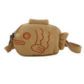Fish Shape Canvas Messenger Bag Fashion Cute Embroidery Portable Zippered Small Purses Handbags Mini Crossbody Bag Oasis Select Brown