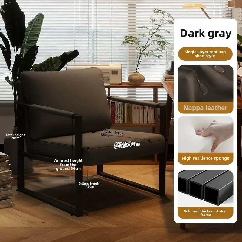 Nordic lazy sofa light luxury sales single wrought iron leisure chair balcony negotiation bedroom living room minimalist sofa Oasis Select Dark gray 1 One Seat