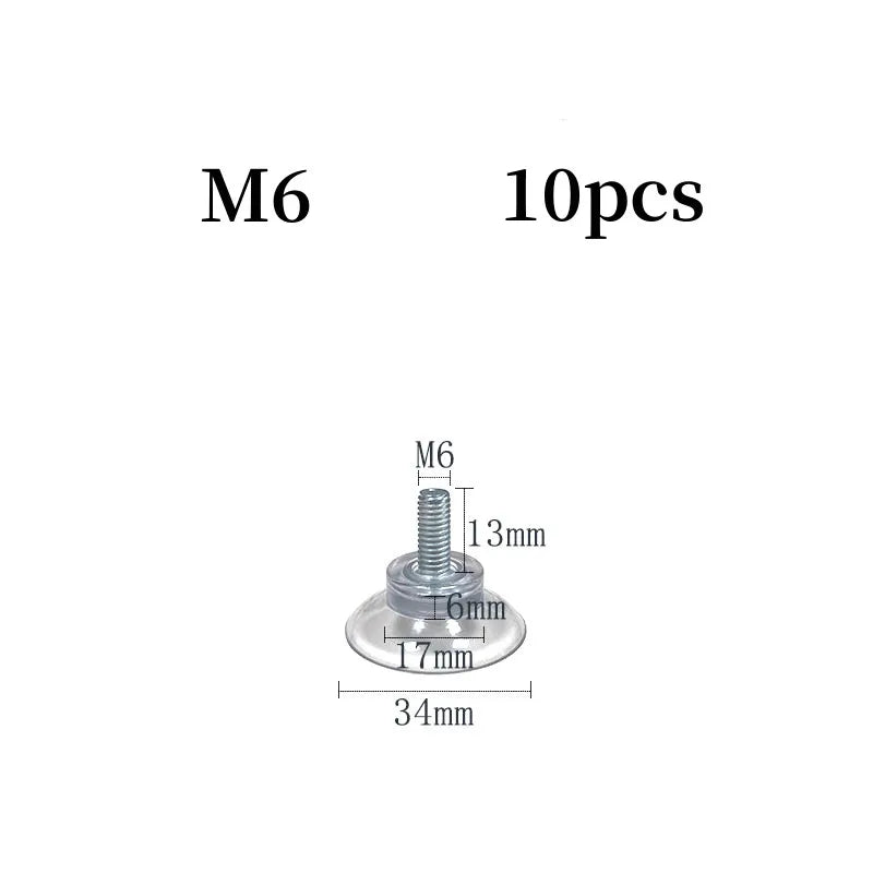 10pcs M6/M8 Screw Rubber Suction Cup with Screw Plastic Sucker Pad Holder Turn Nut Glass Table Tops Storage Tool Hooks Oasis Select M6 10PCS