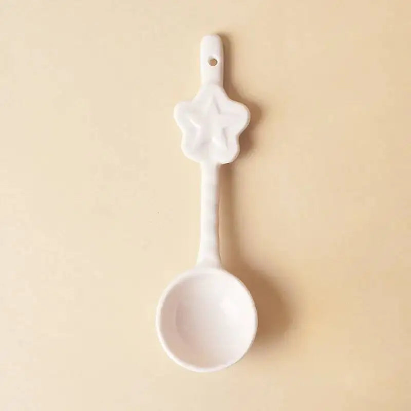 Ceramic Spoon With High Aesthetic Value Star-shaped Long-handled Spoon Rice Spoon Coffee Stirring Kitchen Tablewear Oasis Select Pink