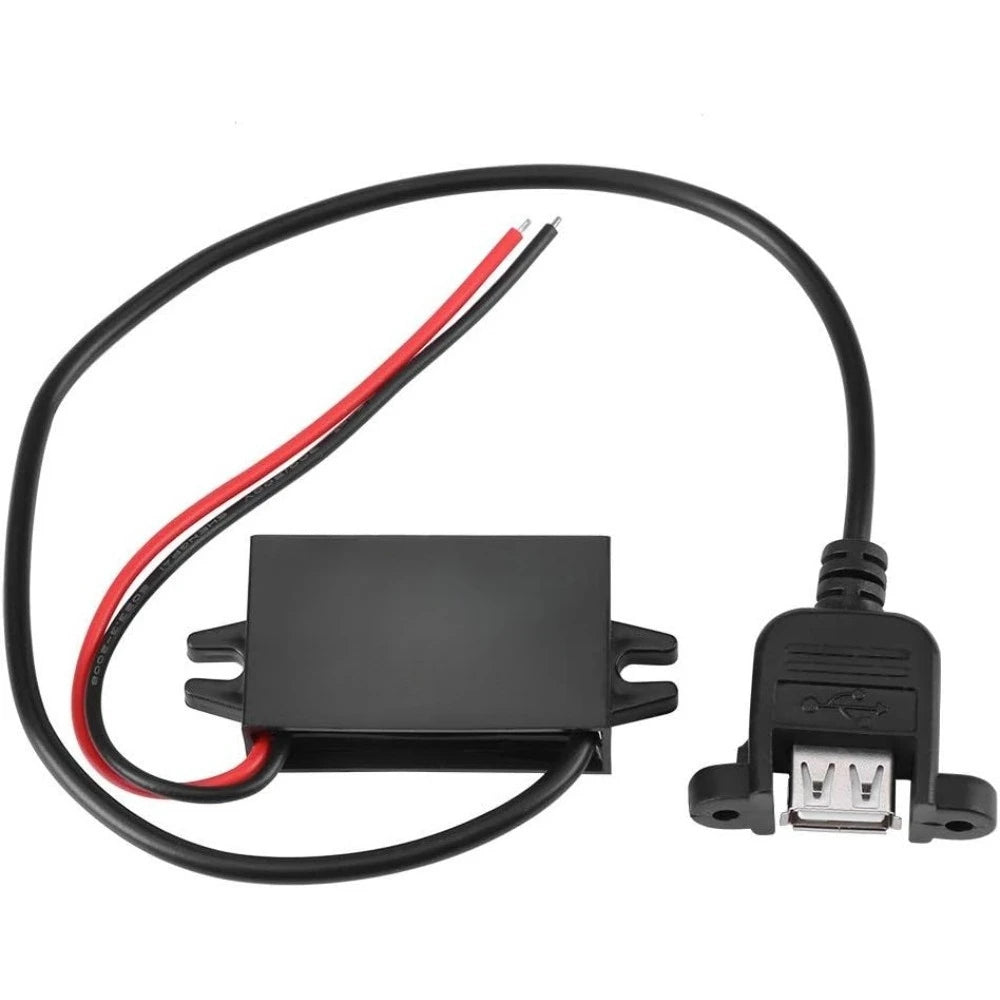 Car DC 12V To 5V 3A Step Down Converter Regulator With Female Panel Mount USB-IP67 Voltage Transformer Plastic Potting Housing Oasis Select Single ear 12V 5V 3A