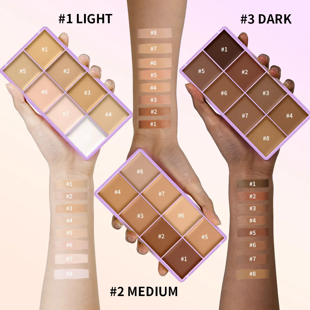 8 Shade Cream Concealer Palette Waterproof Full Coverage Multi-Function Cream Blemishes & Cover Long-Lasting Korean Makeup Oasis Select