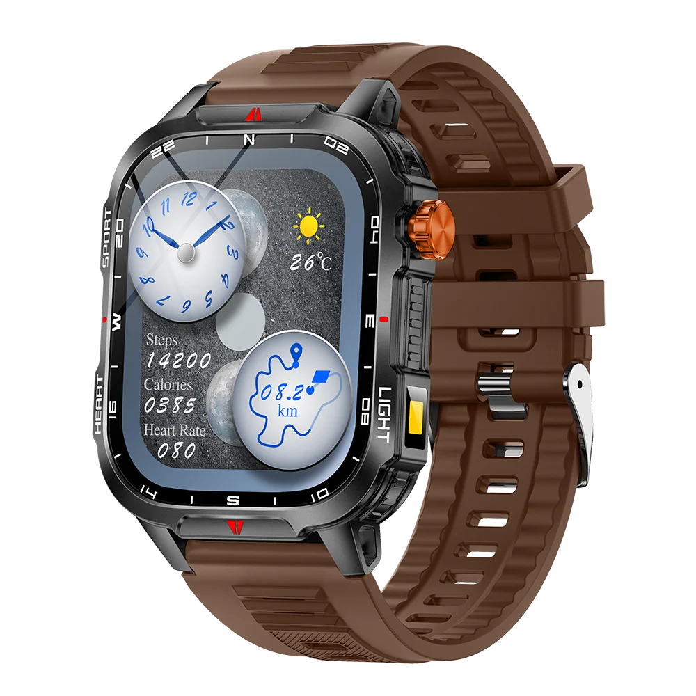 1100mAh Battery Outdoors LED Flashlight Smart Watch Men Compass BT Call Smartwatch Women Message Push Waterproof Health Monitor Oasis Select BKBES