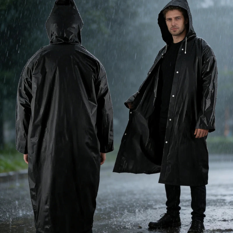 Unisex Thickened EVA Raincoat High-Quality Waterproof Black Rainwear for Men And Women Ideal for Camping Oasis Select