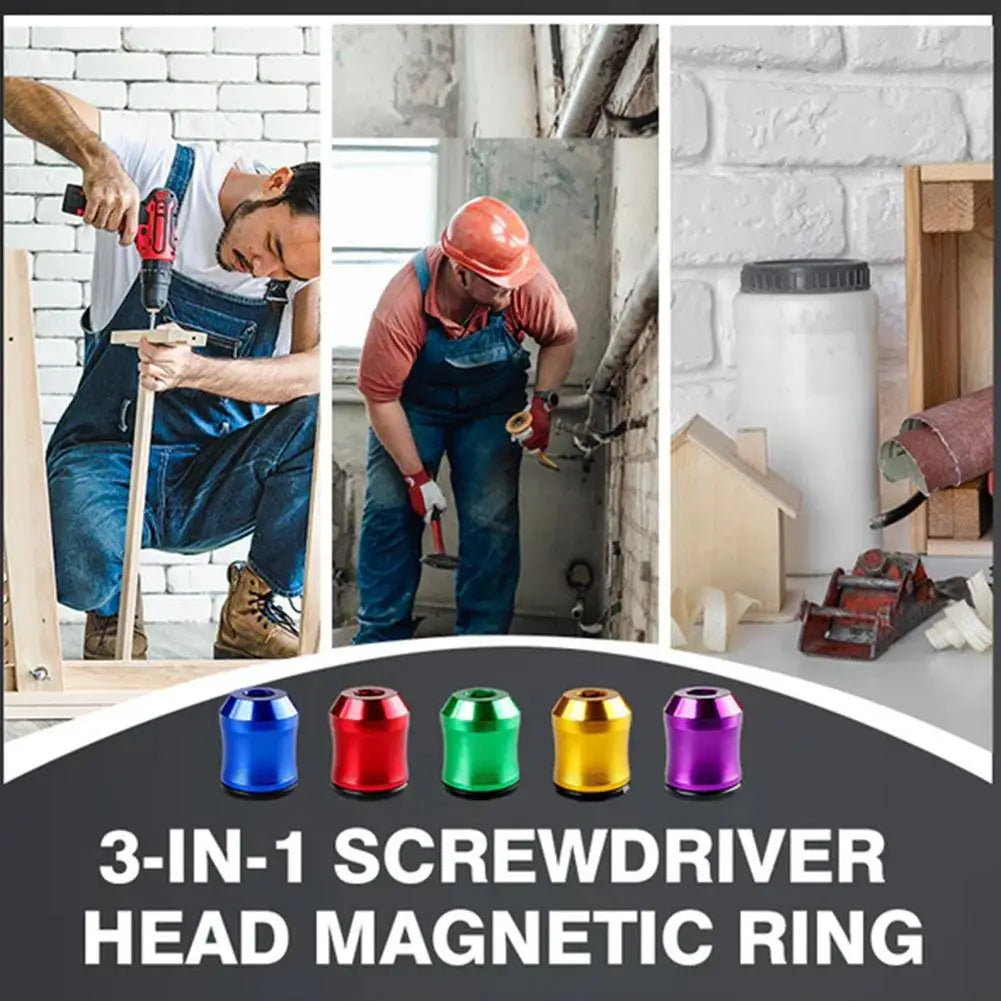 3-in-1 Screwdriver Head Magnetic Ring,Strong Magnetic Screw Ring,6.35 mm Magnetic Screw Ring Bit for Hex Screwdriver Oasis Select
