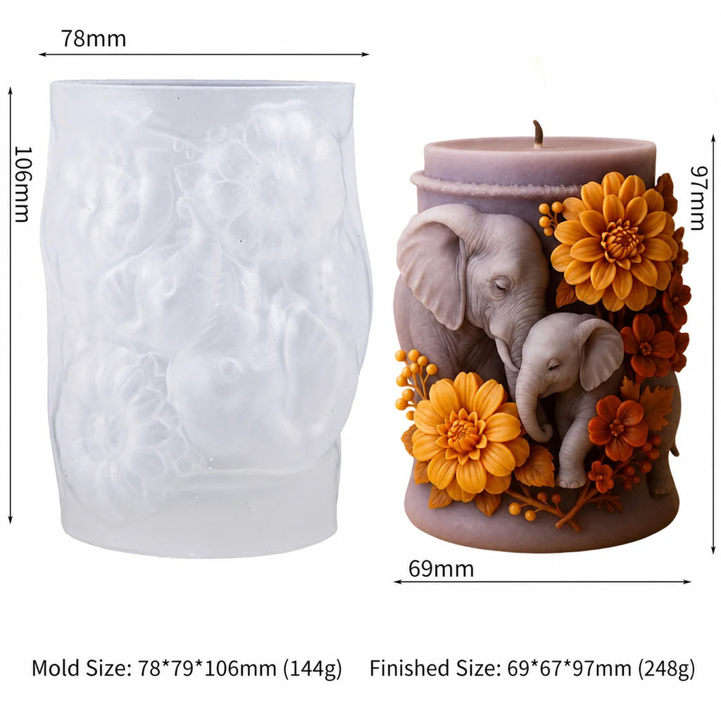3D Elephant Silicone Candle Mold – Resin, Wax & Aromatherapy