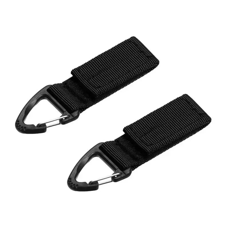 2/4Pcs Tactical Hanging Key Hook Clip Clamp Buckle Nylon Webbing Molle Belt Carabiner Outdoor Strap Climbing Accessories Oasis Select Black 2pcs
