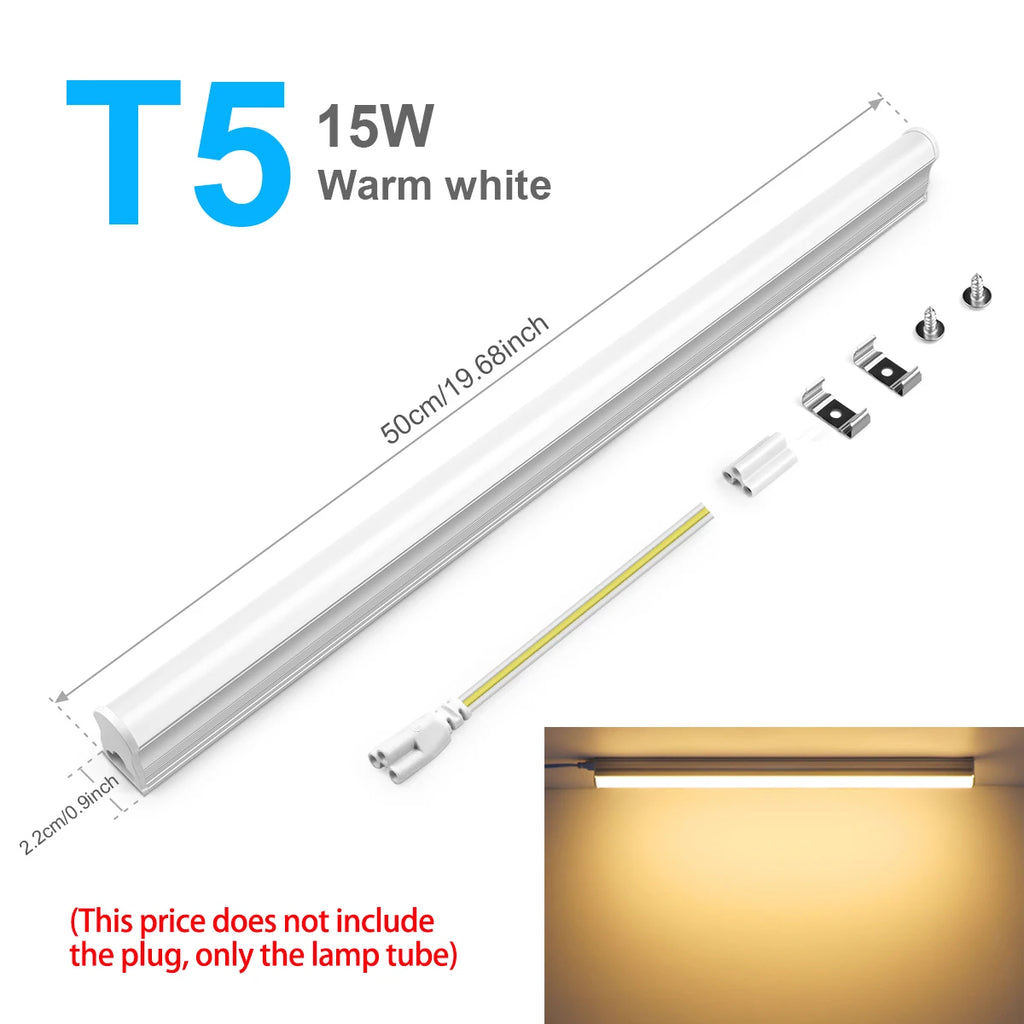 T5/T8 Led Tube Light 15W/25W Aluminium Bar Lamp 50CM 2835LEDs Ceiling Wall Lamps for Indoor Workbench Warehouse Garage Lighting Oasis Select T5 Warm No Plug