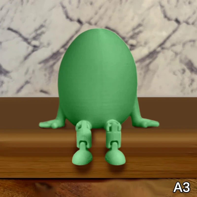 Articulated Bunny Egg Figurine Easter Decoration Movable Leg Joint Egg Statue Home Office Desktop Ornament And Gift Oasis Select A3