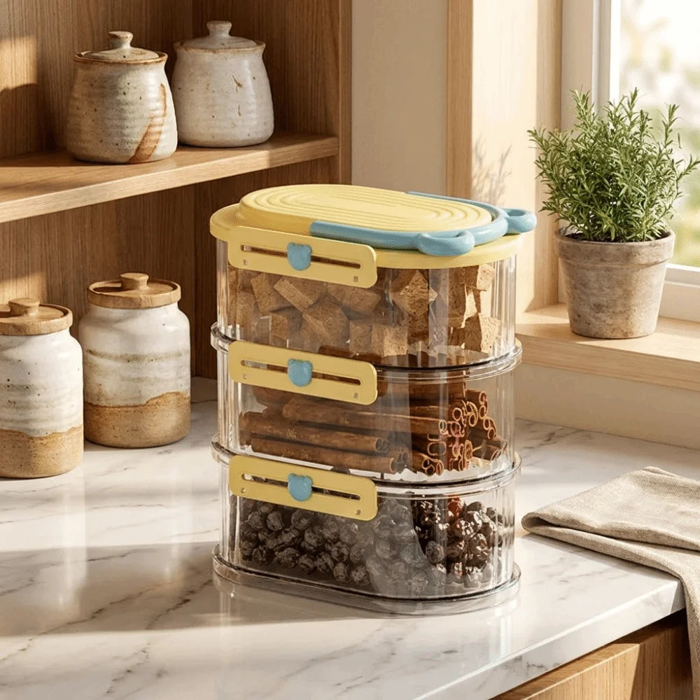 Stackable Spice Storage Box | Moisture-Proof Snap-On Lid