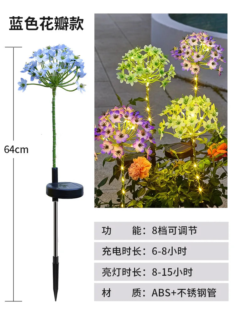 LED Solar Waterproof Lotus Lamp, Ground Insert Lamp, Outdoor Garden Lawn Lamp Solar Garden Light Oasis Select blue 5W