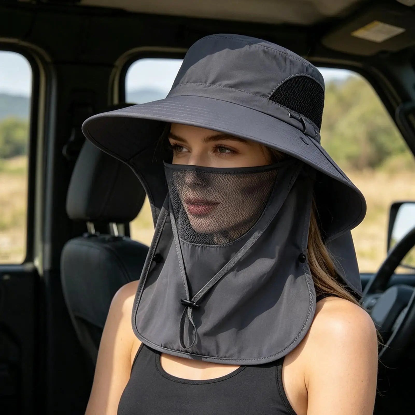 1PC Summer Sun Hats UV Protection Outdoor Hunting Fishing Cap For Men Women Hiking Camping Visor Bucket Hat Neck Flap Fisherman Oasis Select