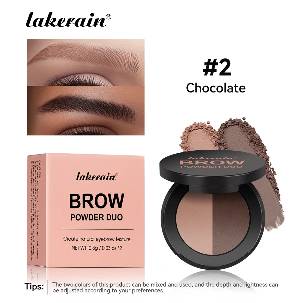 Two-color Eyebrow Powder Long Lasting Waterproof Contour Powder Makeup Nose Face Shadow Natural Smooth Eyebrow Cosmetics Oasis Select 2Chocolate