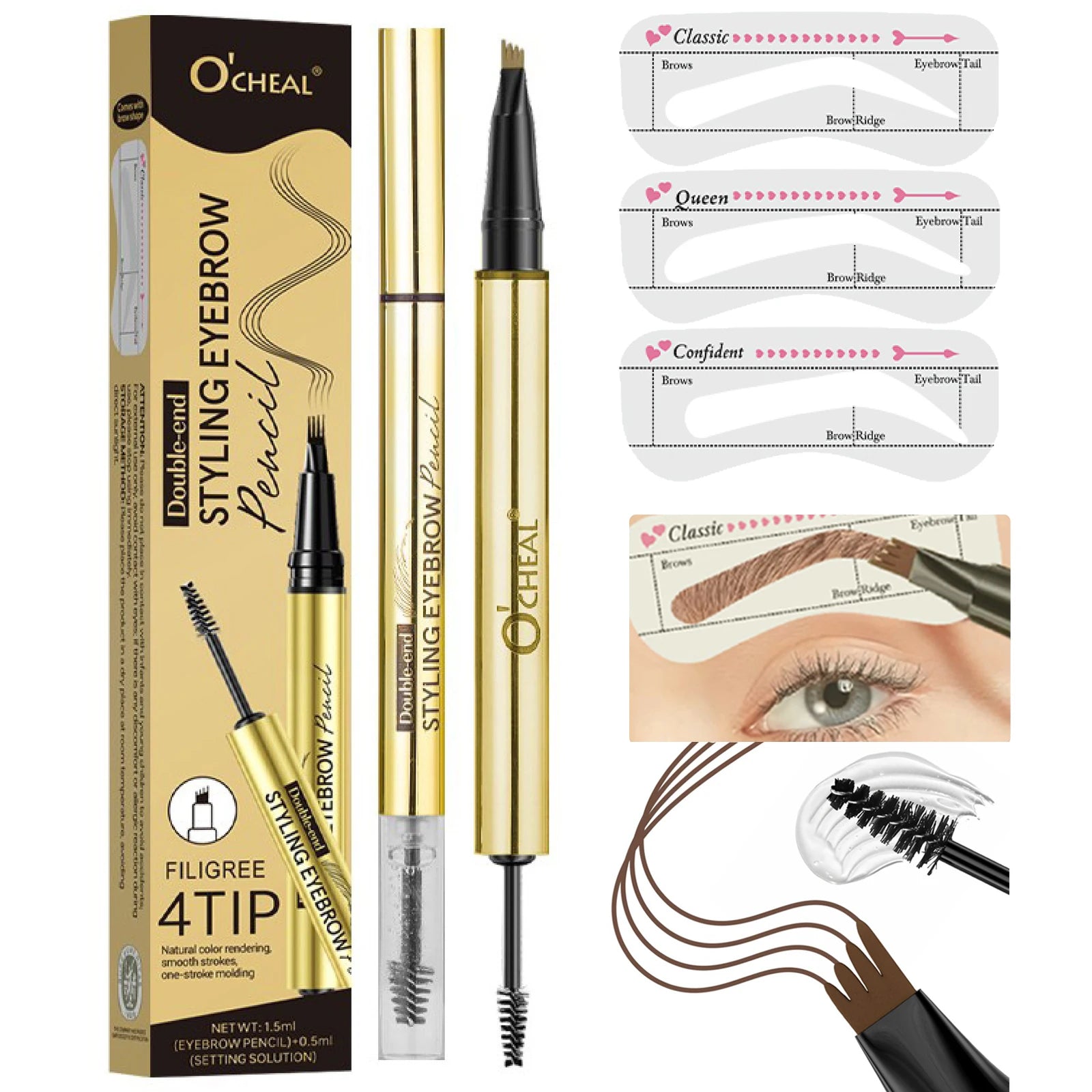 O'CHEAL Styling Eyebrow Gel 3D Feathery Wild Brow Wax Double-end Waterproof Sculpt Soap Eyebrow Pencil Eye Makeup Cosmetics Oasis Select