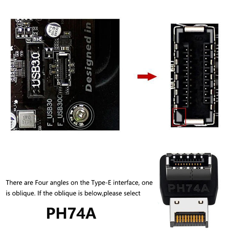 USB 3.1 Type E to USB-C Front Panel Header Adapter – 10Gbps USB Header Adapter Oasis Select